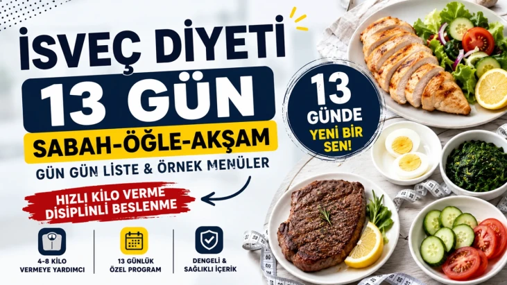İsveç Diyeti 13 Günlük Diyet Listesi sabah öğlen akşam