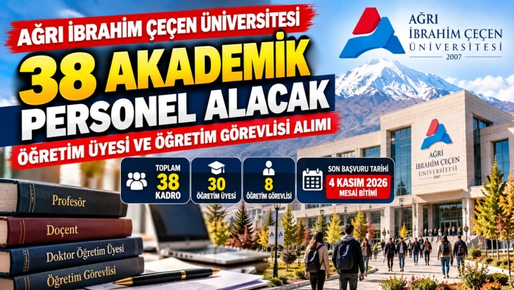 Ağrı İbrahim Çeçen Üniversitesi 38 Akademik Personel Alacak Başvuru Şartları ve Kadrolar