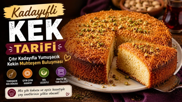 Kadayıflı Kek Tarifi, Çıtır Kadayıfla Yumuşacık Kekin Muhteşem Buluşması