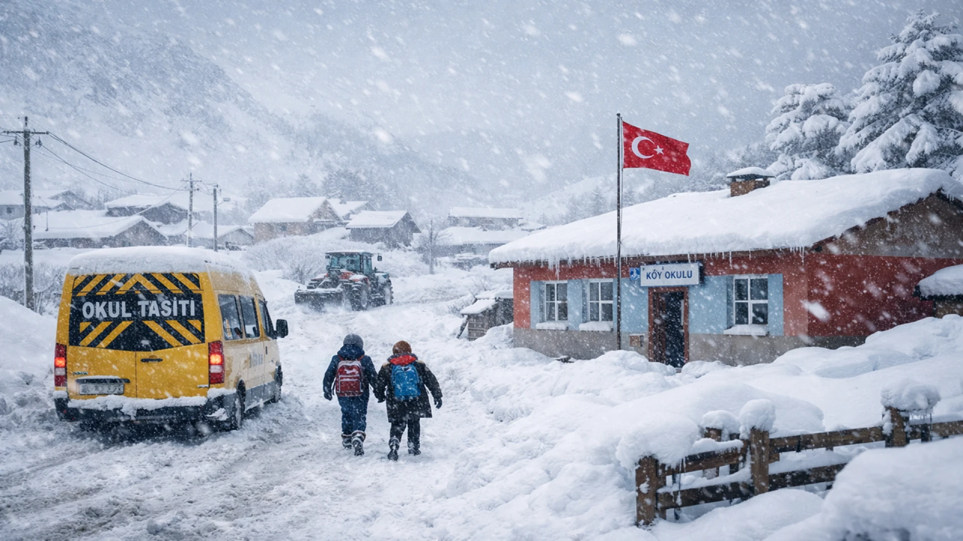 Yoğun Kar Yağışı Nedeniyle Ağrı’da Taşımalı ve Köy Okullarında Eğitime Ara Verildi